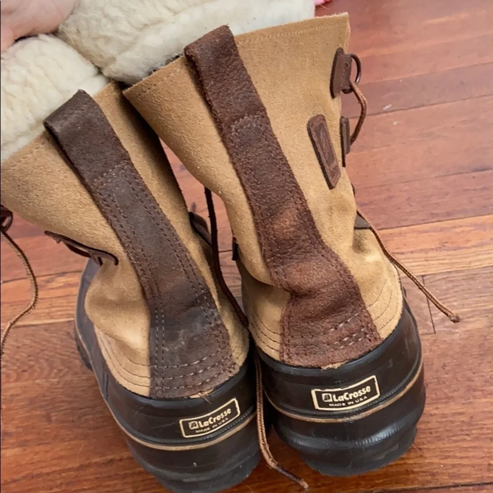 VTG Lacrosse brown leather winter duck boots